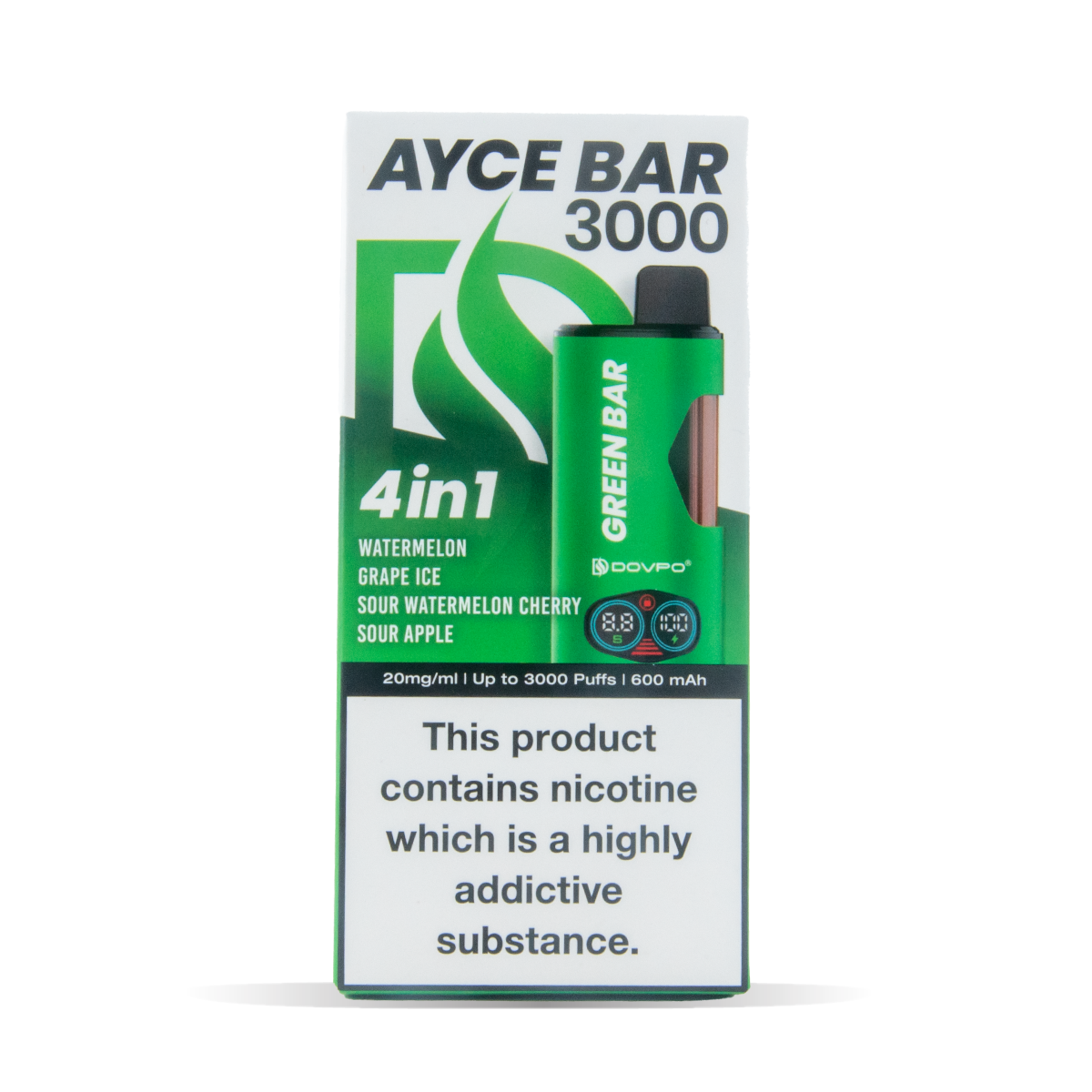 Dovpo Ayce Bar 3000 4 In 1 Vape Pack Of 5 Green Bar Default Title