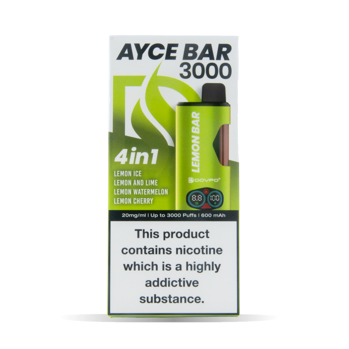 Dovpo Ayce Bar 3000 4 In 1 Vape Pack Of 5 Lemon Bar Default Title
