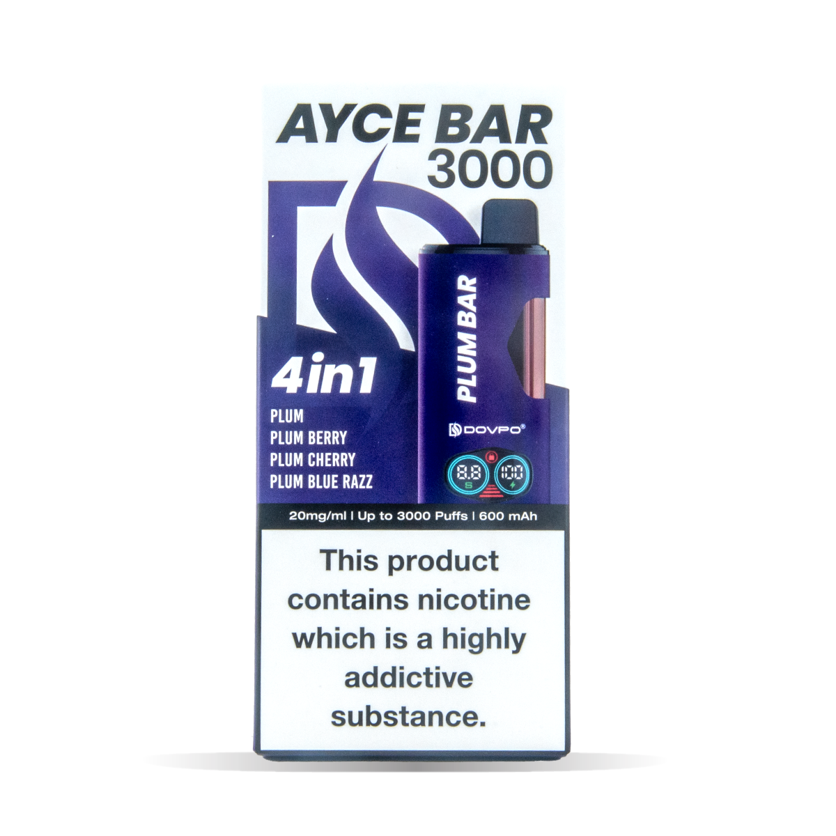 Dovpo Ayce Bar 3000 4 In 1 Vape Pack Of 5 Plum Bar Default Title