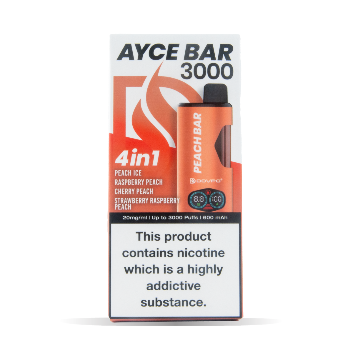 Dovpo Ayce Bar 3000 4 In 1 Vape Pack Of 5 Peach Bar Default Title