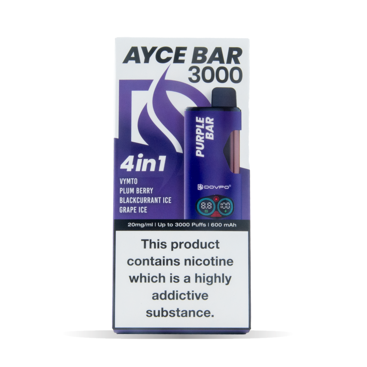 Dovpo Ayce Bar 3000 4 In 1 Vape Pack Of 5 Purple Bar Default Title
