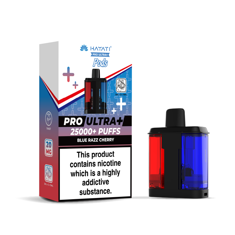 Hayati Pro Ultra 25K Refill Pod Replacements: Blue Razz Cherry - 20mg (5 Pack)