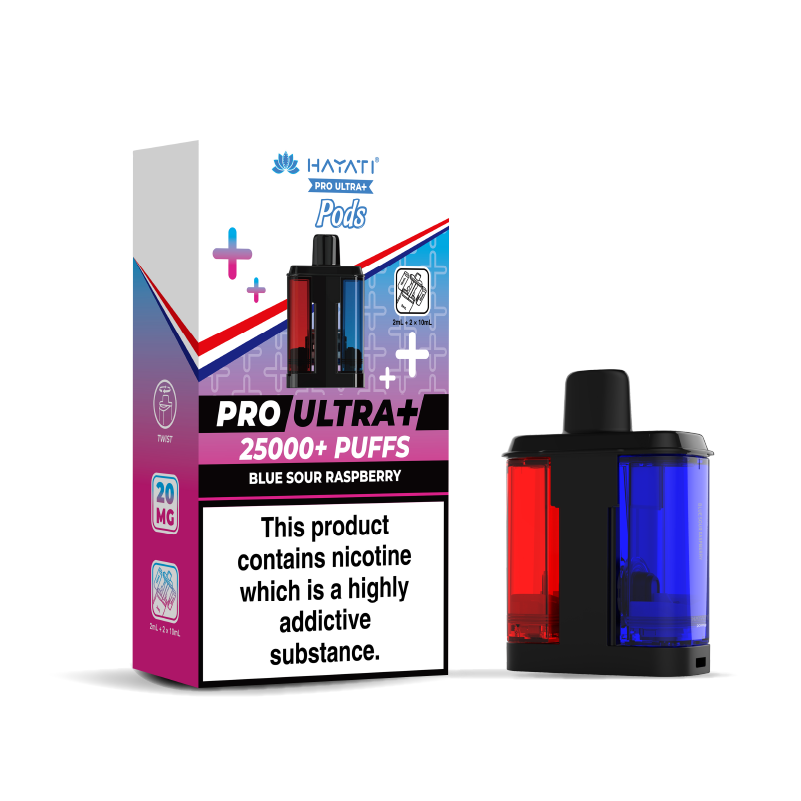 Hayati Pro Ultra 25K Refill Pod Replacements: Blue Sour Raspberry - 20mg (5 Pack)