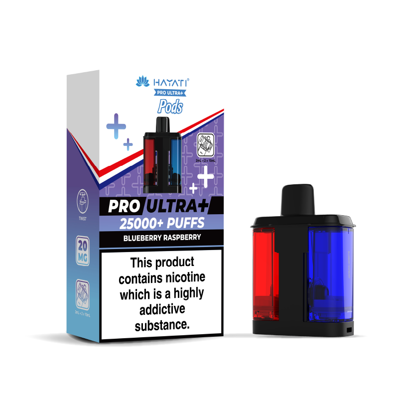 Hayati Pro Ultra 25K Refill Pod Replacements: Blueberry Raspberry - 20mg (5 Pack)