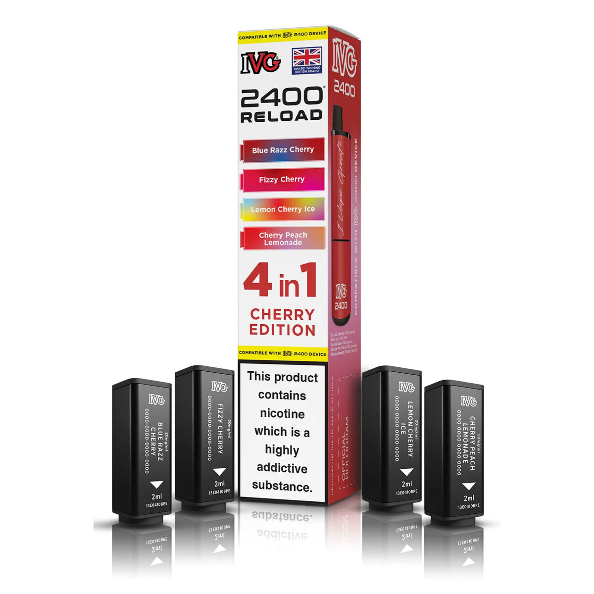 IVG 2400 Reload Pod Replacements: Cherry Edition - 4 Pods 20mg (5 Pack)