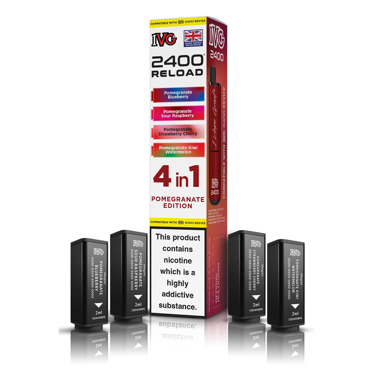 IVG 2400 Reload Pod Replacements: Pomegranate Edition – 4 Pods 20mg (5 Pack)