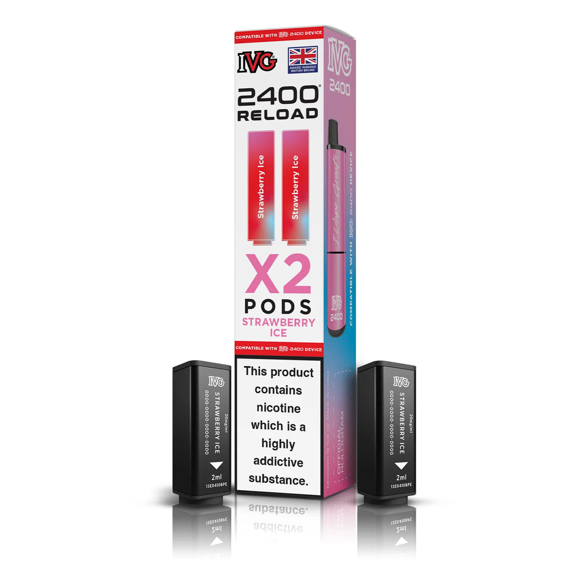 IVG 2400 Reload Pod Replacements: Strawberry Ice - 2 Pods 20mg (5 Pack)