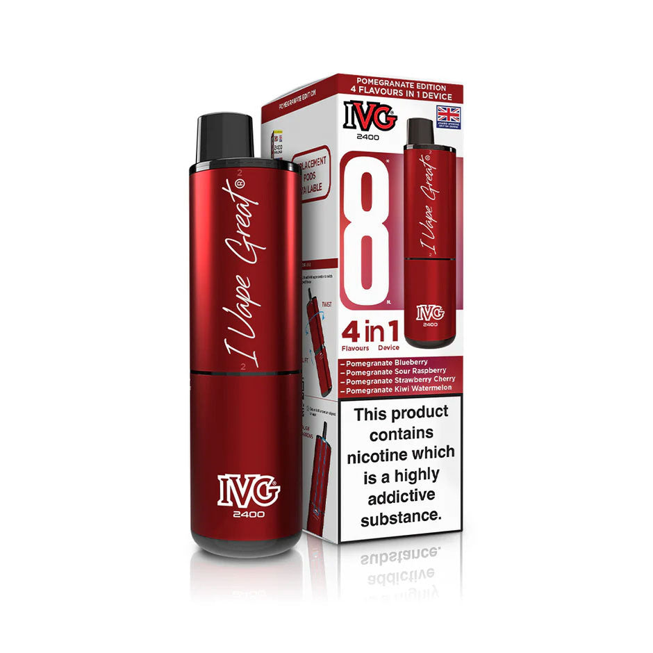 IVG 2400 4-in-1 Pod Kits: Pomegranate Edition – 20mg (5 Pack)