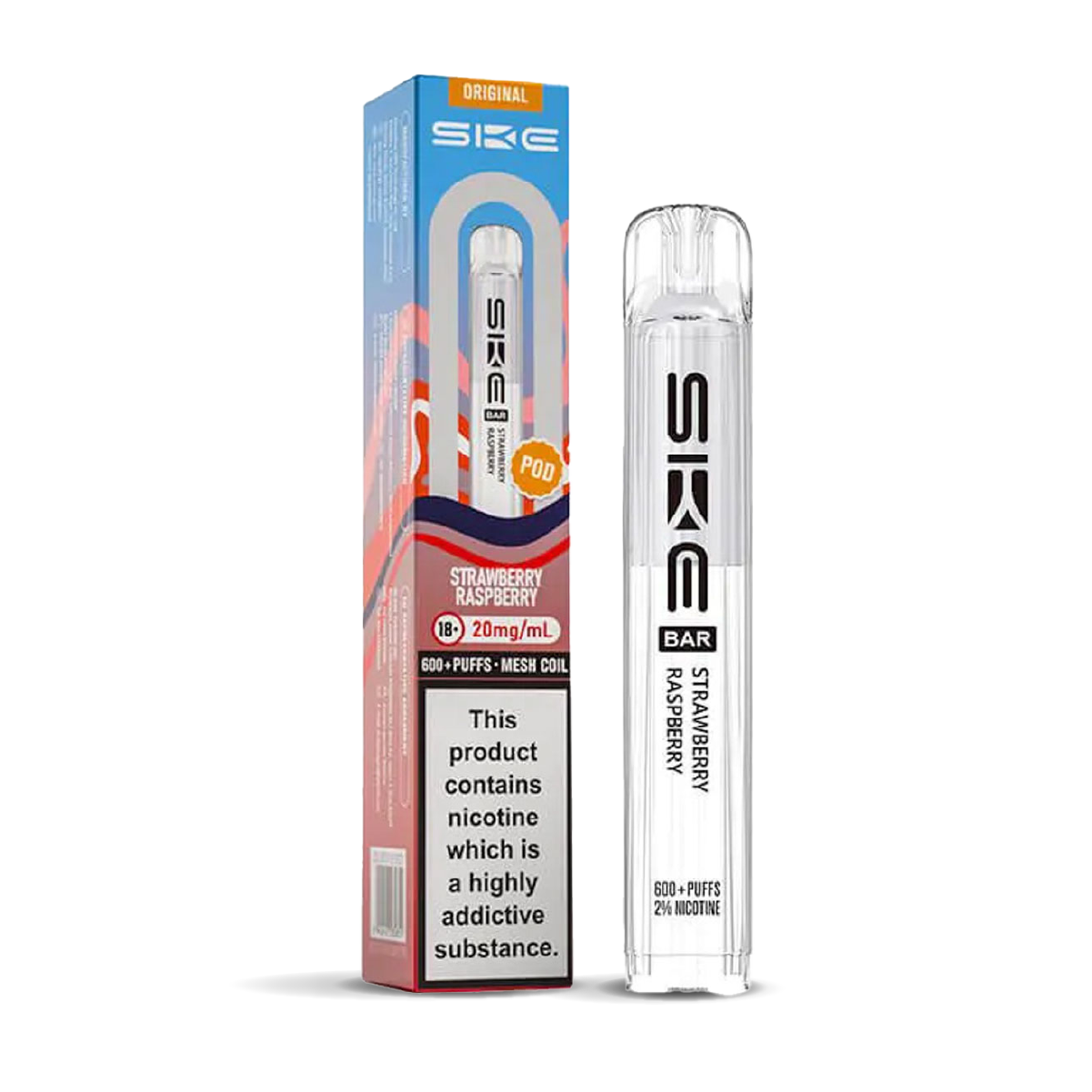 SKE 600 Refill Pod Replacements: Strawberry Raspberry - 20mg (10 Pack)