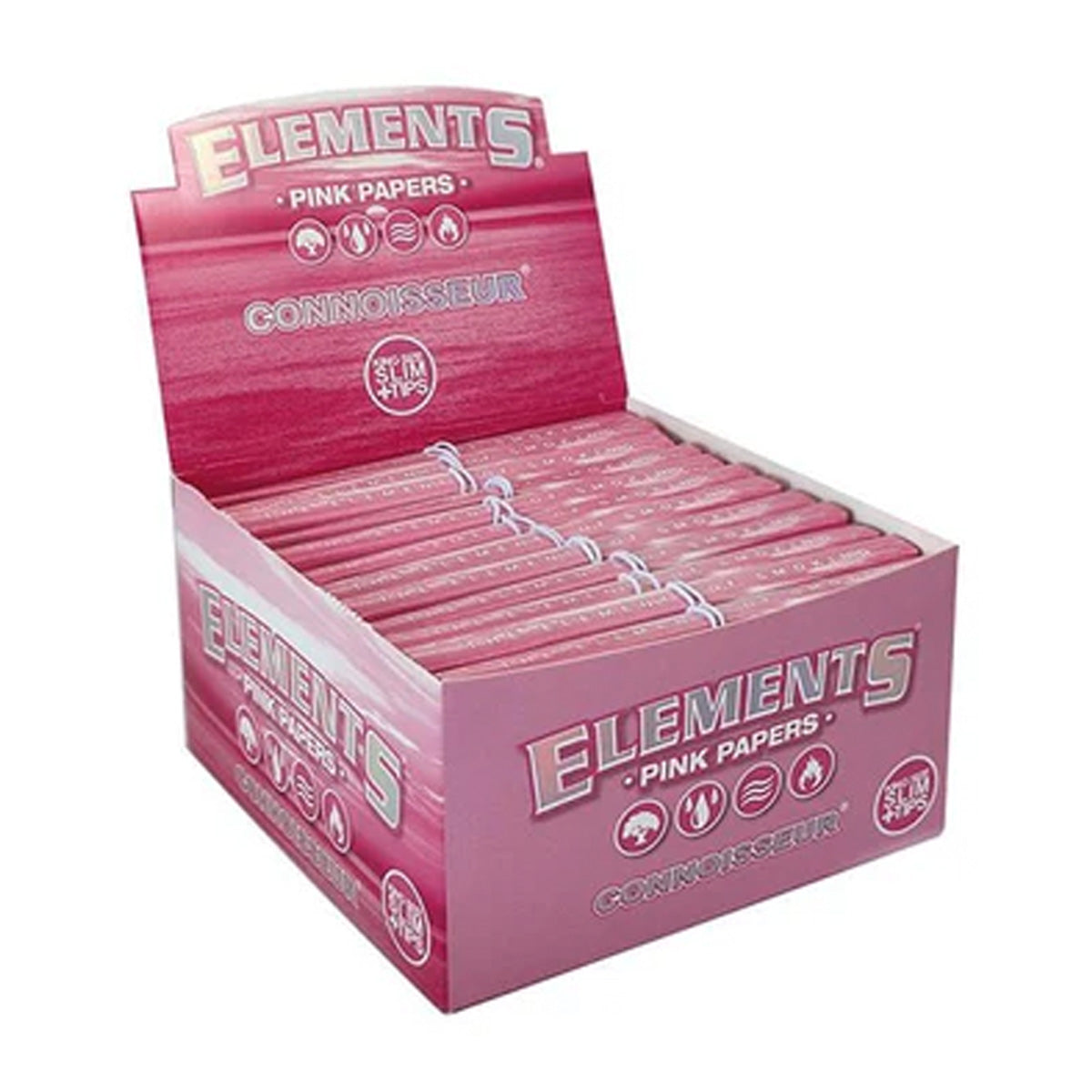 Elements Connoisseur King Size Rolling Papers + Tips Pink Papers Default Title