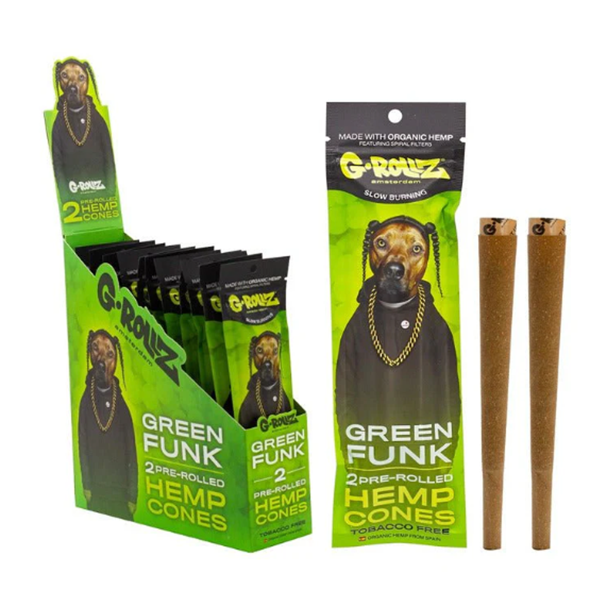 G Rollz Terpene Infused Pre Rolled Hemp Cones 2 Pack (12 Pk) Green Funk Default Title