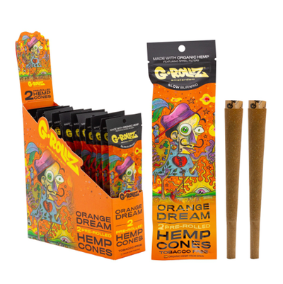 G-Rollz Terpene-Infused Pre-Rolled Hemp Cones 2-Pcs: Orange Dream (12 Pack)