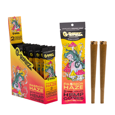 G-Rollz Terpene-Infused Pre-Rolled Hemp Cones 2-Pcs: Passion Haze (12 Pack)