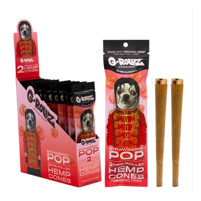 G-Rollz Terpene-Infused Pre-Rolled Hemp Cones 2-Pcs: Strawberry Pop (12 Pack)