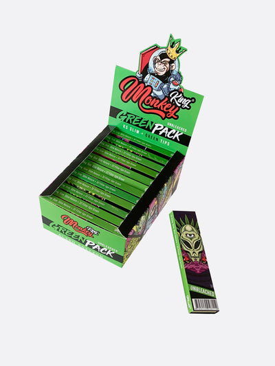 Monkey King Medium Rolling Papers + Tips: Alien Edition (24 Pack)