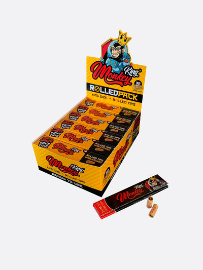Monkey King Rolling Papers + Tips: Prerolled Filters (12 Pack)