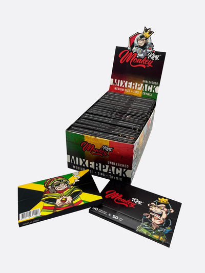 Monkey King Medium Rolling Papers + Tips: TryMix Unbleached (24 Pack)