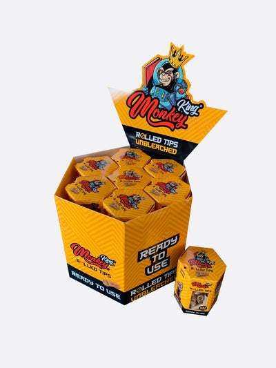 Monkey King Prerolled Filter Tips: Unbleached (Pack of 100)