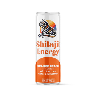 Shilajit Energy Drinks: Orange Peach - 355ml (12 Pack)