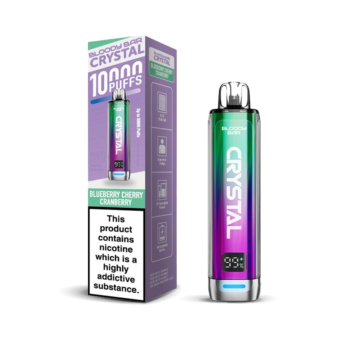 Bloody Bar Crystal 10K Pod Kits: Blueberry Cherry Cranberry – 20mg (5 Pack)