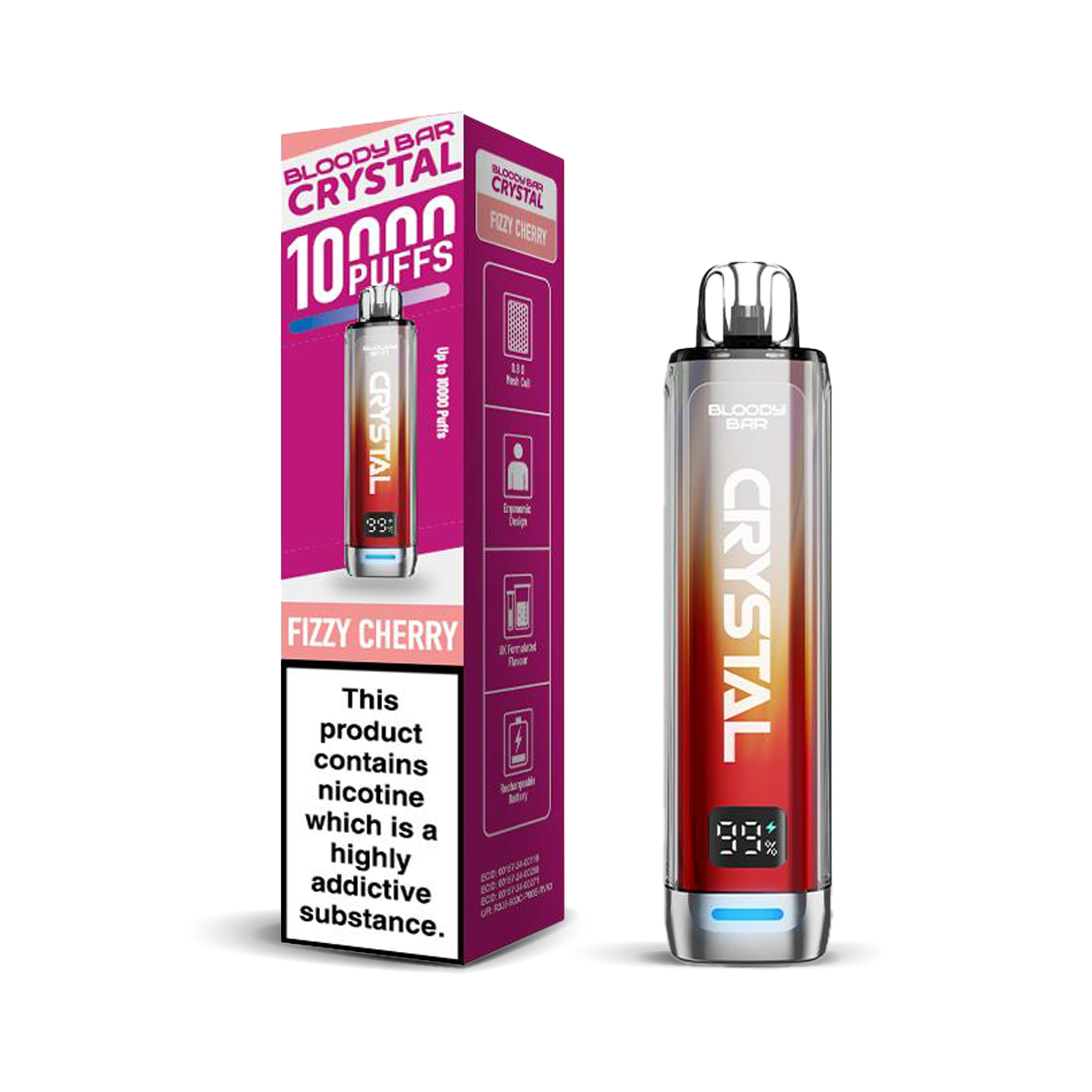 Bloody Bar Crystal 10K Pod Kits: Fizzy Cherry – 20mg (5 Pack)