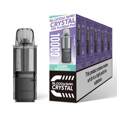 Bloody Bar Crystal 10K Pod Replacements: Blueberry Sour Raspberry - 20mg (5 Pack)