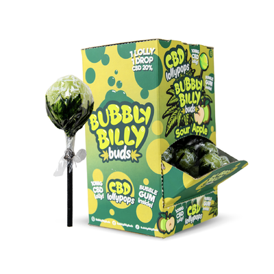 Bubbly Billy Buds CBD Lollipops: Sour Apple (100 Pack)