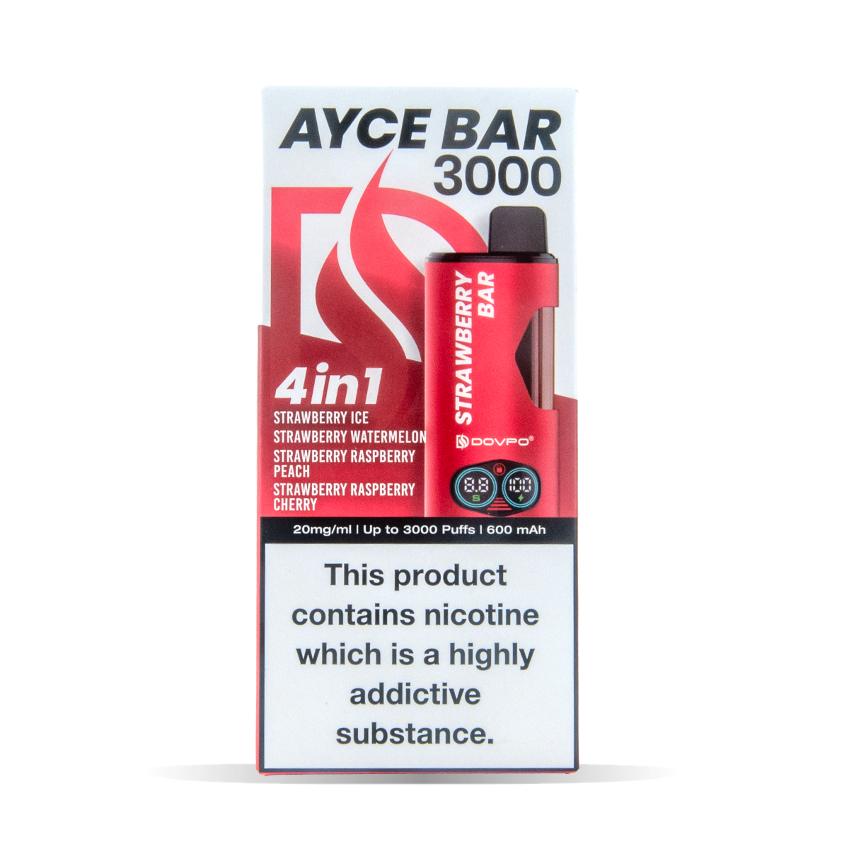 Dovpo Ayce Bar 3000 4 In 1 Vape Pack Of 5 Strawberry Bar Default Title