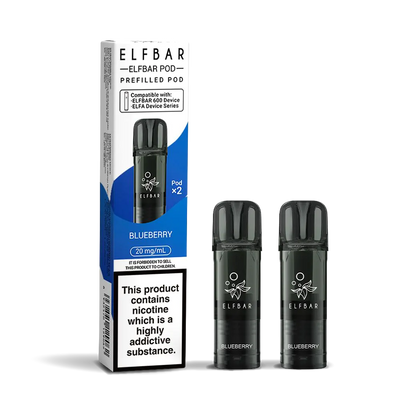 Elfbar 600 Refill Pod Replacements: Blueberry - 2 Pods 20mg (10 Pack)