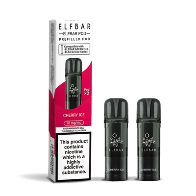 Elfbar 600 Refill Pod Replacements: Cherry Ice - 2 Pods 20mg (10 Pack)