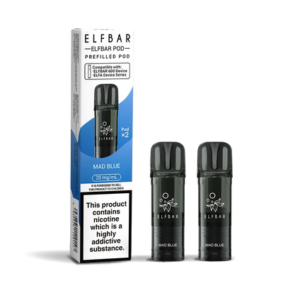 Elfbar 600 Refill Pod Replacements: Mad Blue - 2 Pods 20mg (10 Pack)