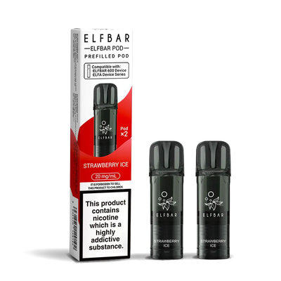 Elfbar 600 Refill Pod Replacements: Strawberry Ice - 2 Pods 20mg (10 Pack)
