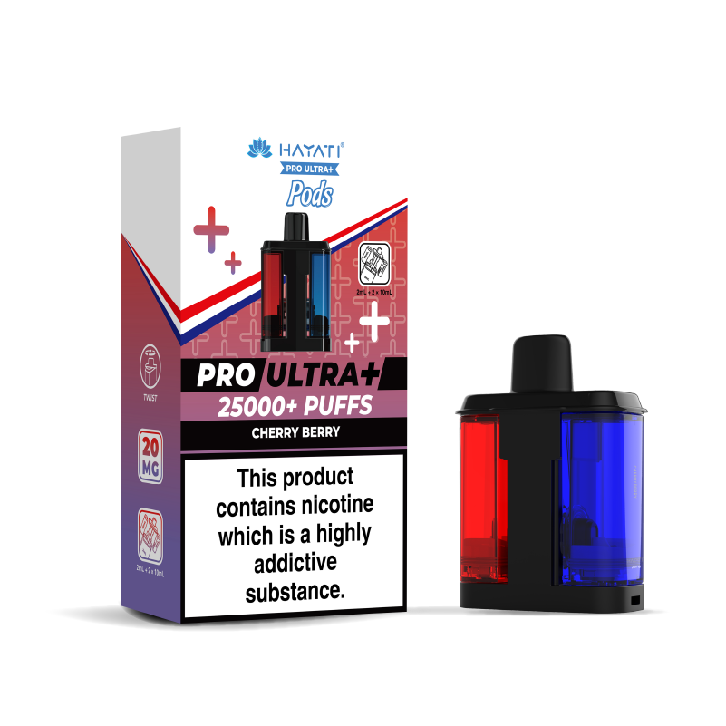 Hayati Pro Ultra 25K Refill Pod Replacements: Cherry Berry - 20mg (5 Pack)