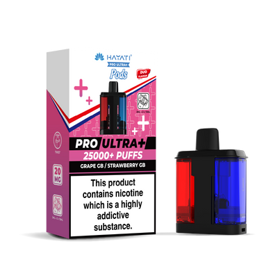 Hayati Pro Ultra 25K Refill Pod Replacements: Grape GB/Strawberry GB - 20mg (5 Pack)