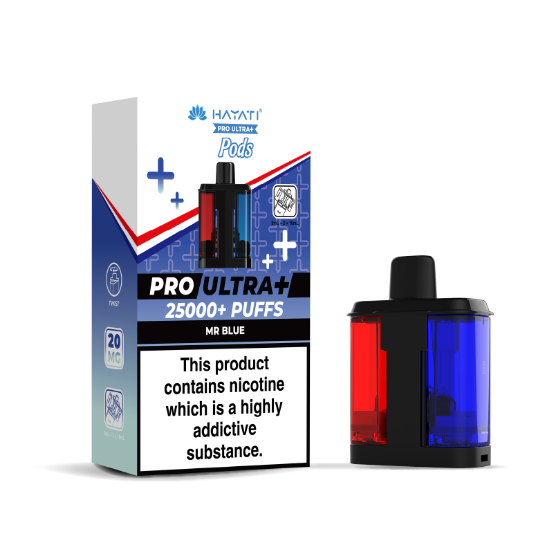 Hayati Pro Ultra 25K Refill Pod Replacements: Mr Blue - 20mg (5 Pack)