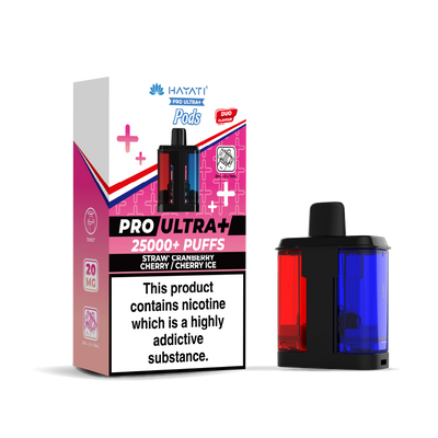 Hayati Pro Ultra 25K Refill Pod Replacements: Strawberry Cranberry Cherry/Cherry Ice - 20mg (5 Pack)
