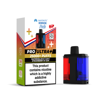 Hayati Pro Ultra 25K Refill Pod Replacements: Watermelon BGum/Strawberry BGum - 20mg (5 Pack)