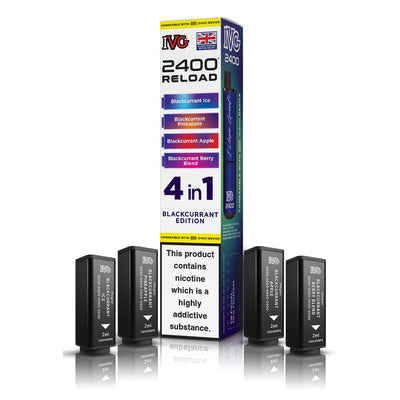 IVG 2400 Reload Pod Replacements: Blackcurrant Edition - 4 Pods 20mg (5 Pack)