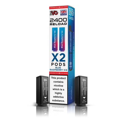 IVG 2400 Reload Pod Replacements: Blue Raspberry Ice - 2 Pods 20mg (5 Pack)
