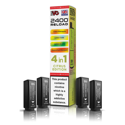 IVG 2400 Reload Pod Replacements: Citrus Edition – 4 Pods 20mg (5 Pack)