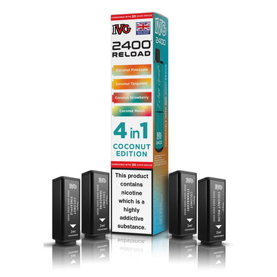 IVG 2400 Reload Pod Replacements: Coconut Edition - 4 Pods 20mg (5 Pack)