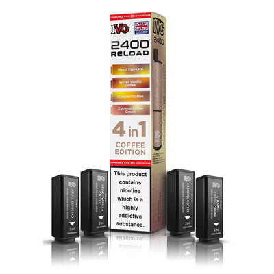 IVG 2400 Reload Pod Replacements: Coffee Edition – 4 Pods 20mg (5 Pack)