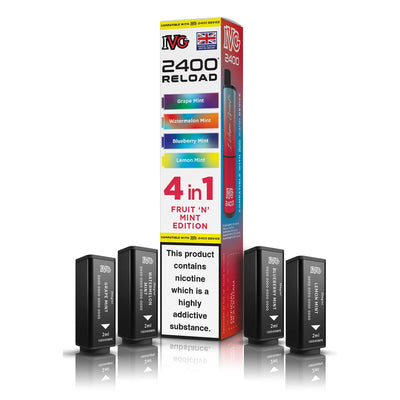 IVG 2400 Reload Pod Replacements: Fruit n Mint Edition - 4 Pods 20mg (5 Pack)