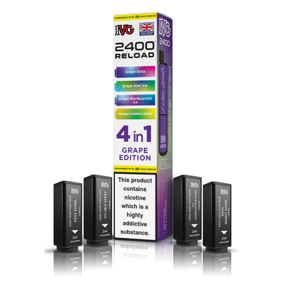 IVG 2400 Reload Pod Replacements: Grape Edition - 4 Pods 20mg (5 Pack)