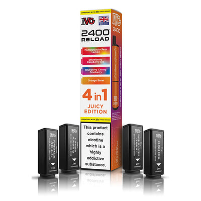 IVG 2400 Reload Pod Replacements: Juicy Edition - 4 Pods 20mg (5 Pack)
