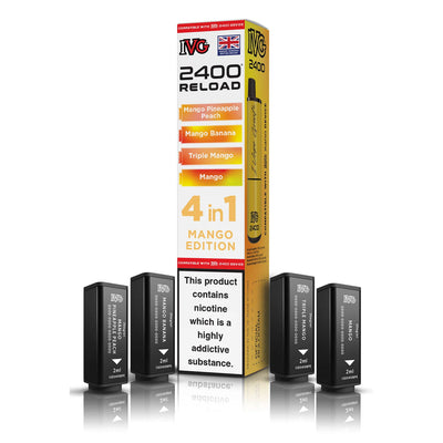 IVG 2400 Reload Pod Replacements: Mango Edition – 4 Pods 20mg (5 Pack)