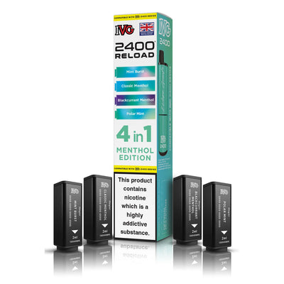 IVG 2400 Reload Pod Replacements: Menthol Edition - 4 Pods 20mg (5 Pack)