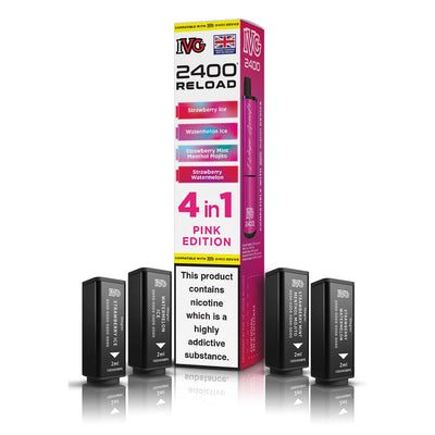 IVG 2400 Reload Pod Replacements: Pink Edition - 4 Pods 20mg (5 Pack)
