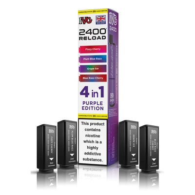 IVG 2400 Reload Pod Replacements: Purple Edition - 4 Pods 20mg (5 Pack)