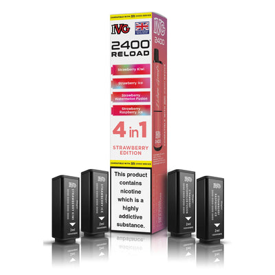 IVG 2400 Reload Pod Replacements: Strawberry Edition - 4 Pods 20mg (5 Pack)